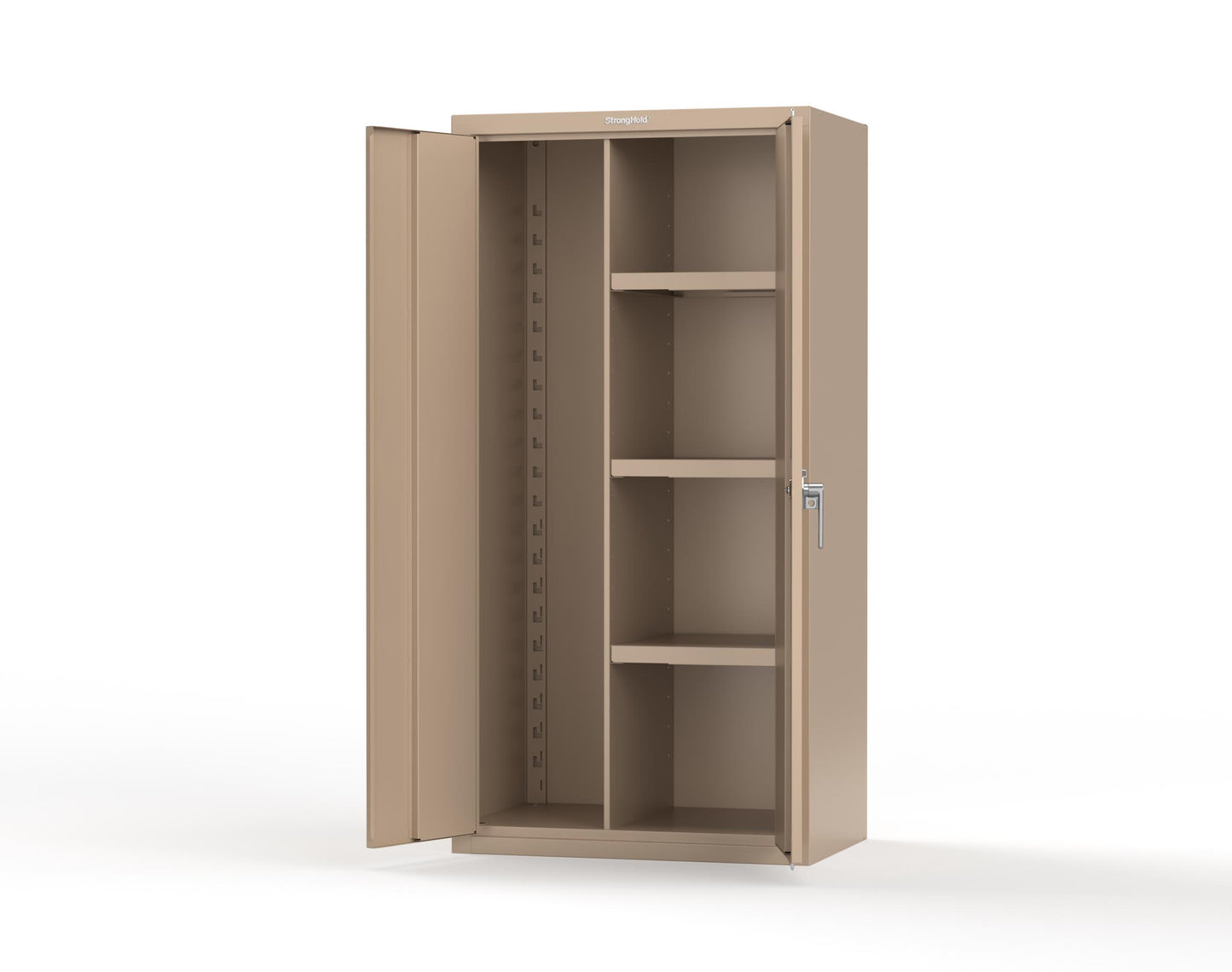 Heavy Duty 18 GA Janitorial Cabinet with 3 half Shelves - 36 in. W x 24 in. D x 72 in. H - 36-BC-243-P-1019