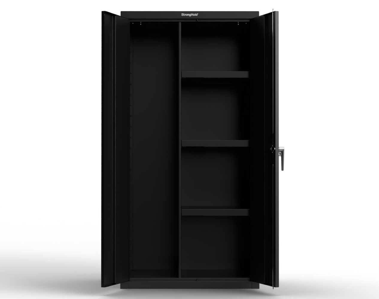 Heavy Duty 18 GA Janitorial Cabinet with 3  half Shelves - 36 in. W x 24 in. D x 72 in. H