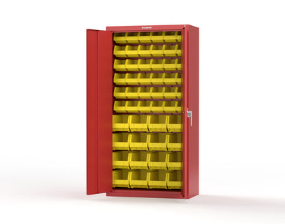 Heavy Duty 18 GA Bin Storage Cabinet - 36 in. W x 18 in. D x 72 in. H - 36-BSC-180-P-3001