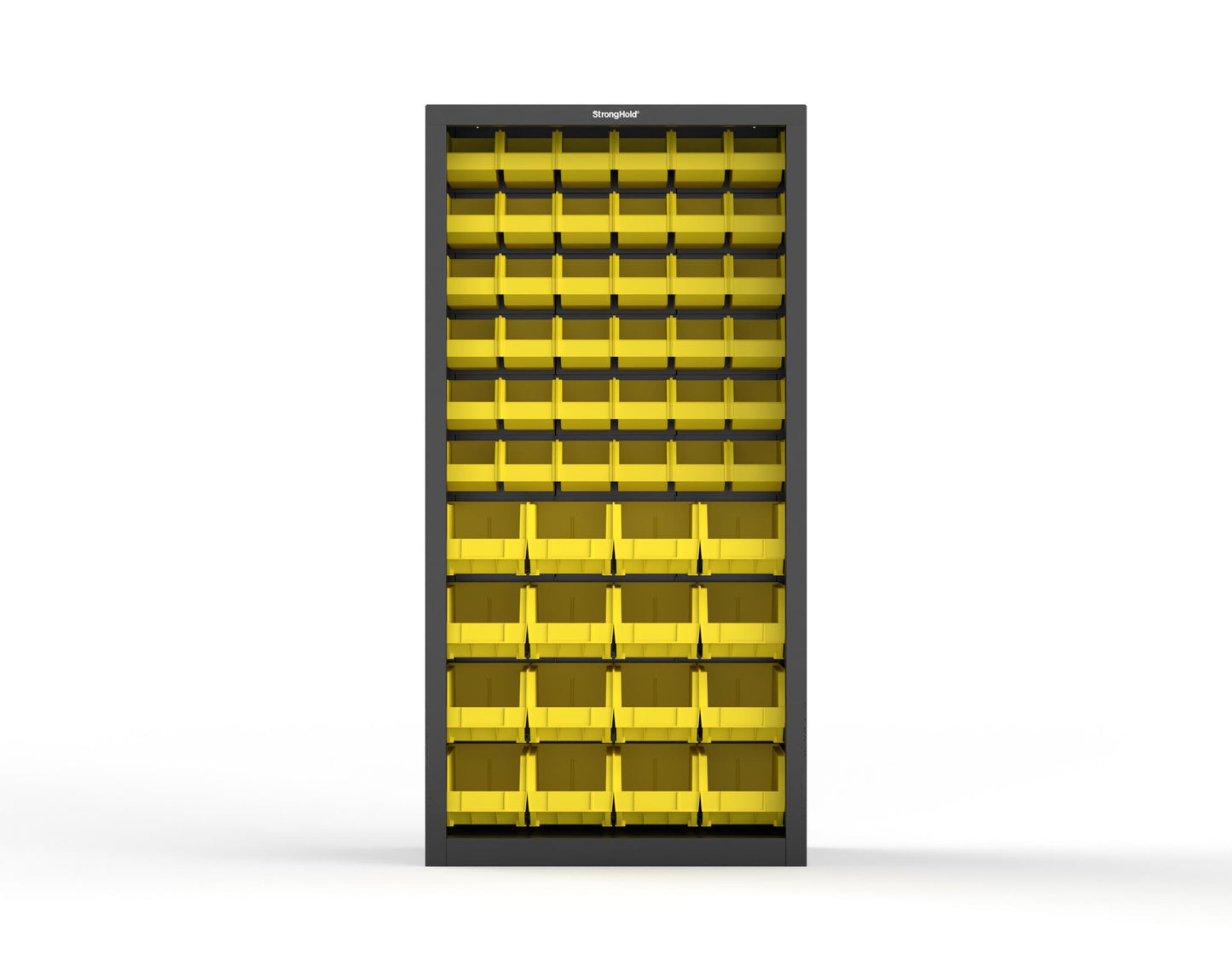 Heavy Duty 18 GA Closed Shelving Unit with Bins - 36 in. W x 18 in. D x 72 in. H - 36-CSU-BSC-180-P-9005