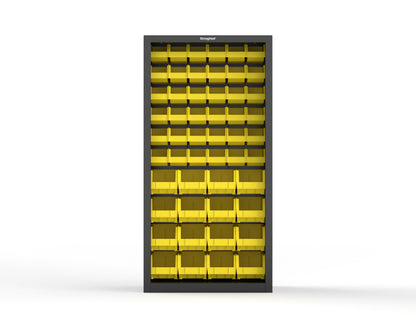 Heavy Duty 18 GA Closed Shelving Unit with Bins - 36 in. W x 18 in. D x 72 in. H - 36-CSU-BSC-180-P-9005