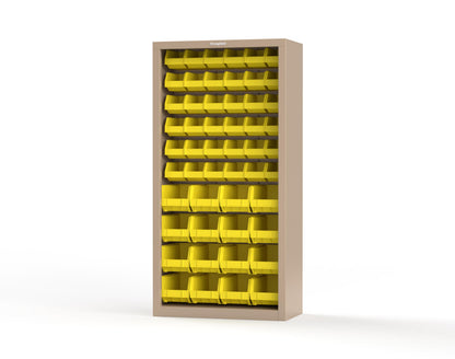 Heavy Duty 18 GA Closed Shelving Unit with Bins - 36 in. W x 18 in. D x 72 in. H - 36-CSU-BSC-180-P-1019