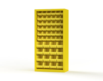 Heavy Duty 18 GA Closed Shelving Unit with Bins - 36 in. W x 18 in. D x 72 in. H - 36-CSU-BSC-180-P-1021