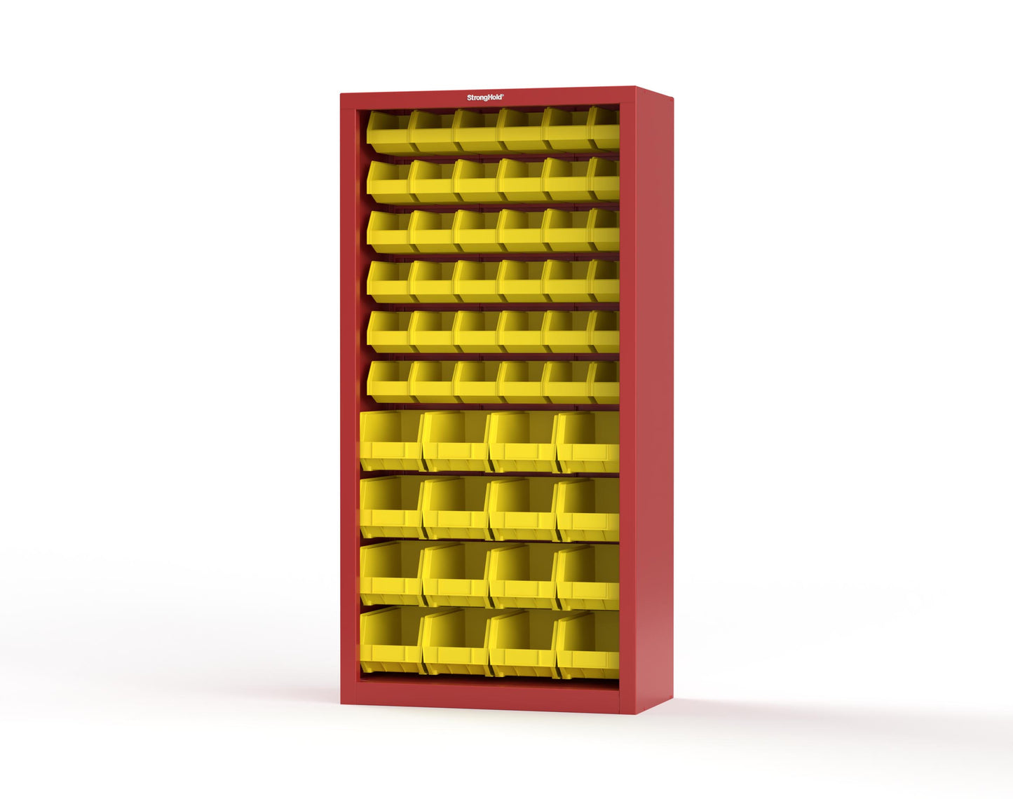 Heavy Duty 18 GA Closed Shelving Unit with Bins - 36 in. W x 18 in. D x 72 in. H - 36-CSU-BSC-180-P-3001