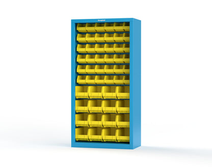 Heavy Duty 18 GA Closed Shelving Unit with Bins - 36 in. W x 18 in. D x 72 in. H - 36-CSU-BSC-180-P-5012