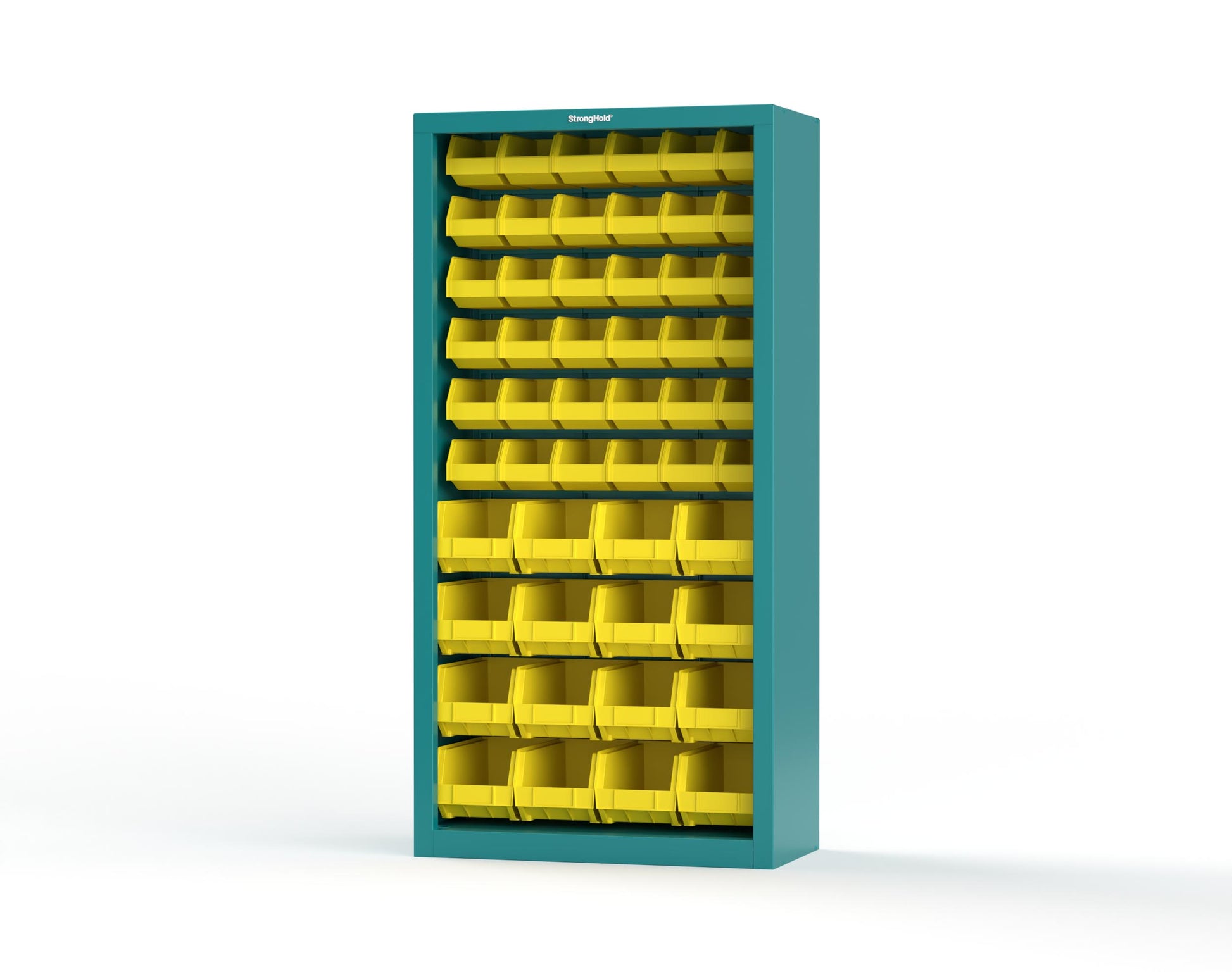Heavy Duty 18 GA Closed Shelving Unit with Bins - 36 in. W x 18 in. D x 72 in. H - 36-CSU-BSC-180-P-5021