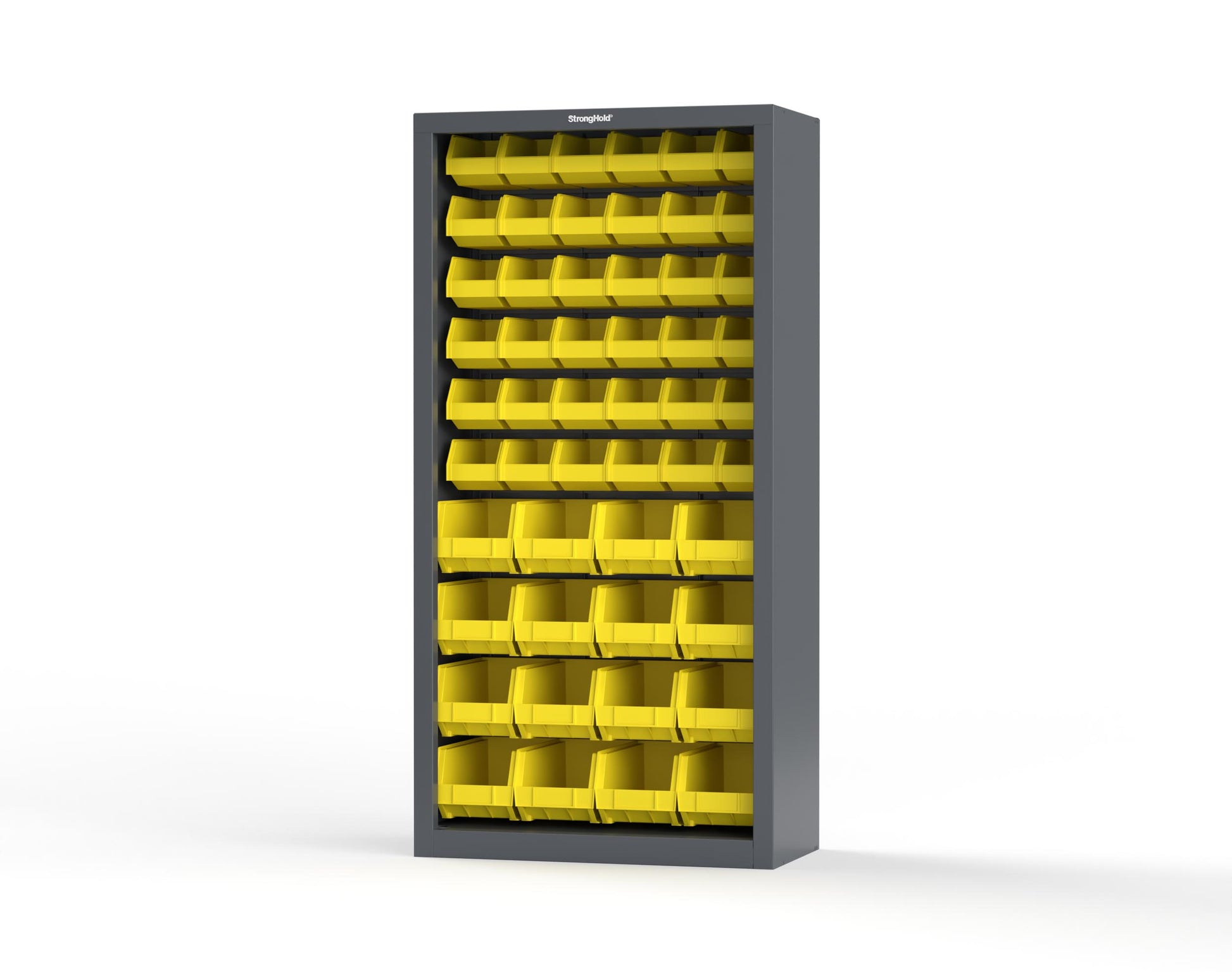 Heavy Duty 18 GA Closed Shelving Unit with Bins - 36 in. W x 18 in. D x 72 in. H - 36-CSU-BSC-180-P-7024