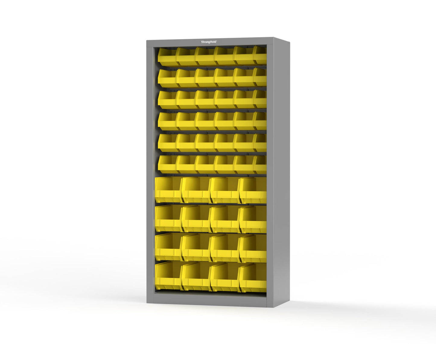 Heavy Duty 18 GA Closed Shelving Unit with Bins - 36 in. W x 18 in. D x 72 in. H - 36-CSU-BSC-180-P-7037