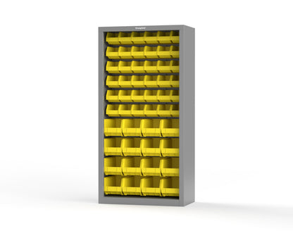 Heavy Duty 18 GA Closed Shelving Unit with Bins - 36 in. W x 18 in. D x 72 in. H - 36-CSU-BSC-180-P-7037