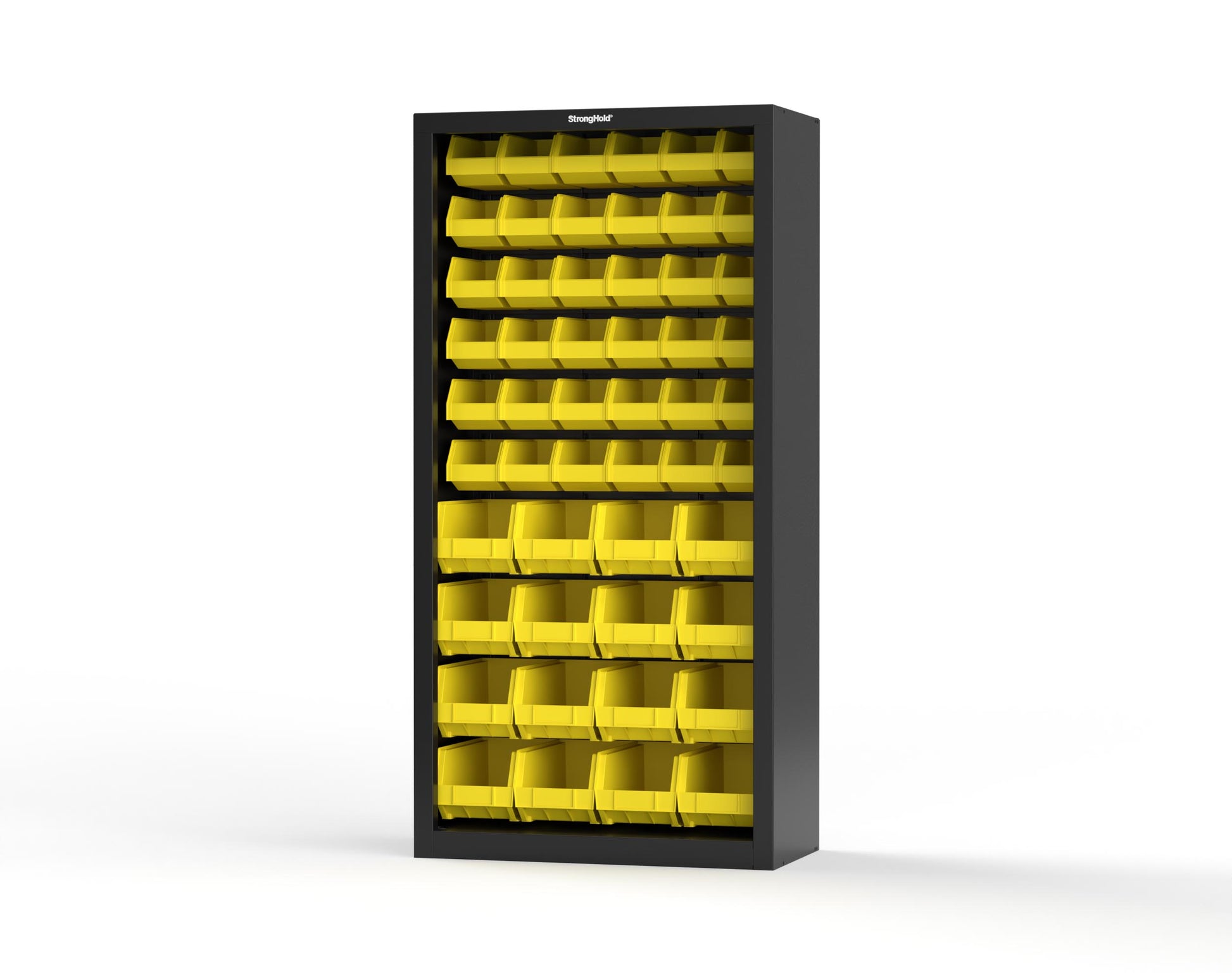 Heavy Duty 18 GA Closed Shelving Unit with Bins - 36 in. W x 18 in. D x 72 in. H - 36-CSU-BSC-180-P-9005