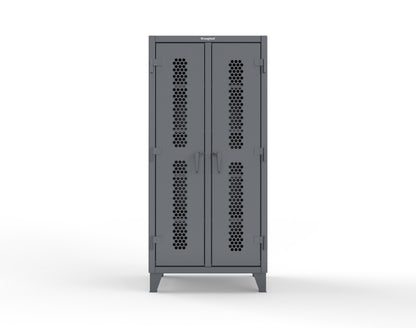 Extreme Duty 12 GA Ventilated (Hex) Double Shift Cabinet with 8 Shelves - 36 In. W x 24 In. D x 78 In. H - 36-DS-H-248-7024