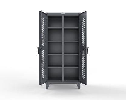 Extreme Duty 12 GA Ventilated (Hex) Double Shift Cabinet with 8 Shelves - 36 In. W x 24 In. D x 78 In. H - 36-DS-H-248-7024