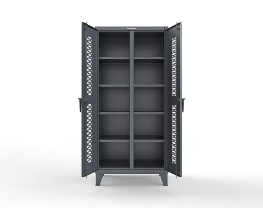 Extreme Duty 12 GA Ventilated (Hex) Double Shift Cabinet with 8 Shelves - 36 In. W x 24 In. D x 78 In. H - 36-DS-H-248-7024