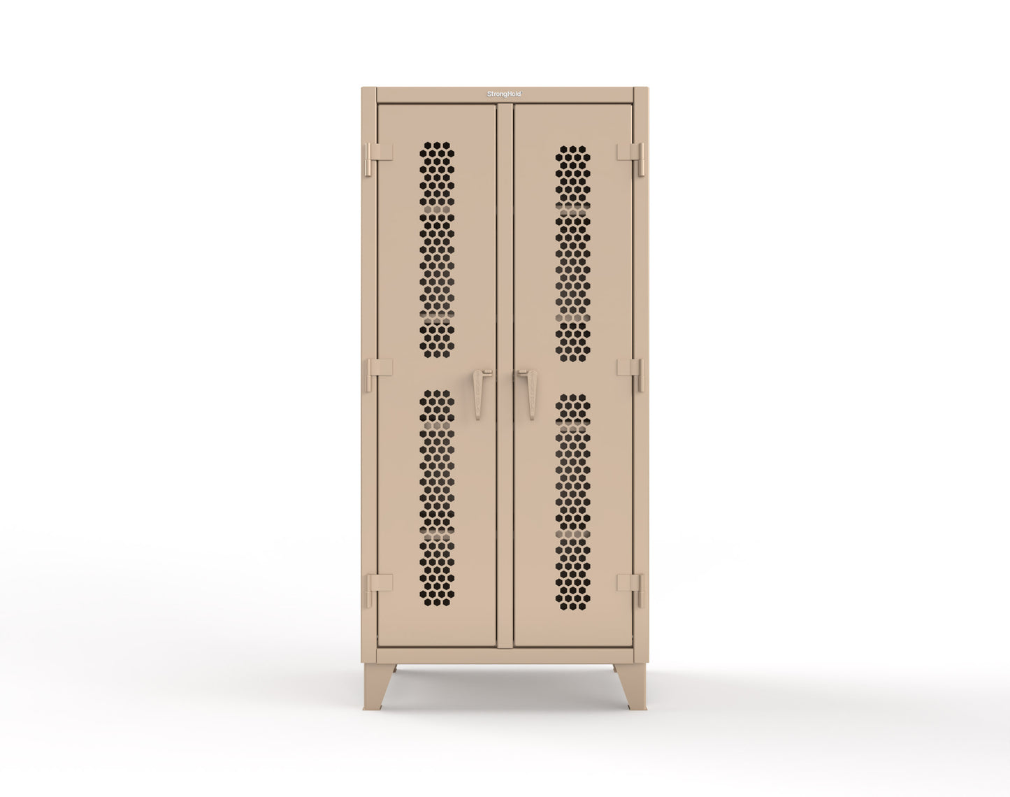 Extreme Duty 12 GA Ventilated (Hex) Double Shift Cabinet with 8 Shelves - 36 In. W x 24 In. D x 78 In. H - 36-DS-H-248-1019