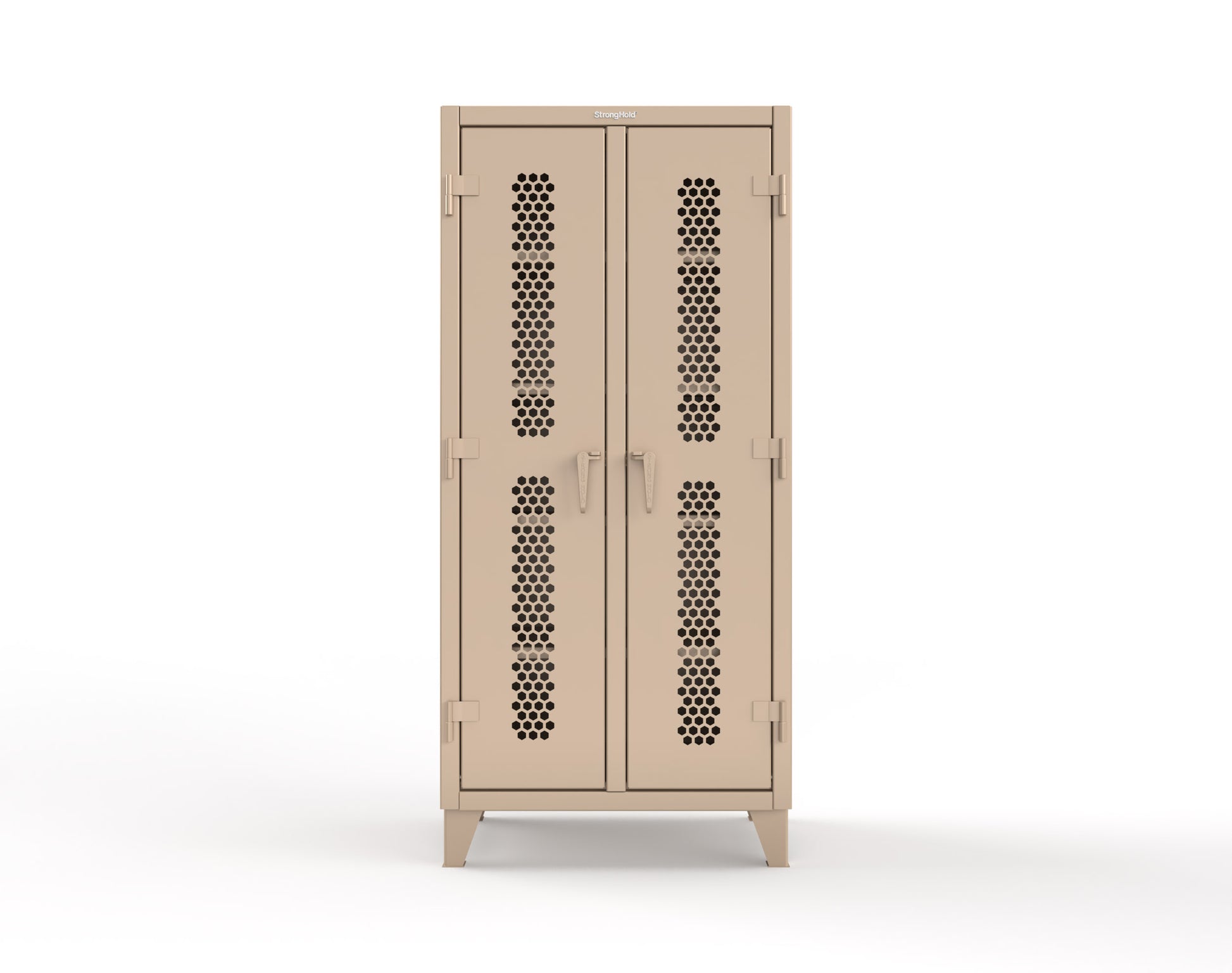 Extreme Duty 12 GA Ventilated (Hex) Double Shift Cabinet with 8 Shelves - 36 In. W x 24 In. D x 78 In. H - 36-DS-H-248-1019