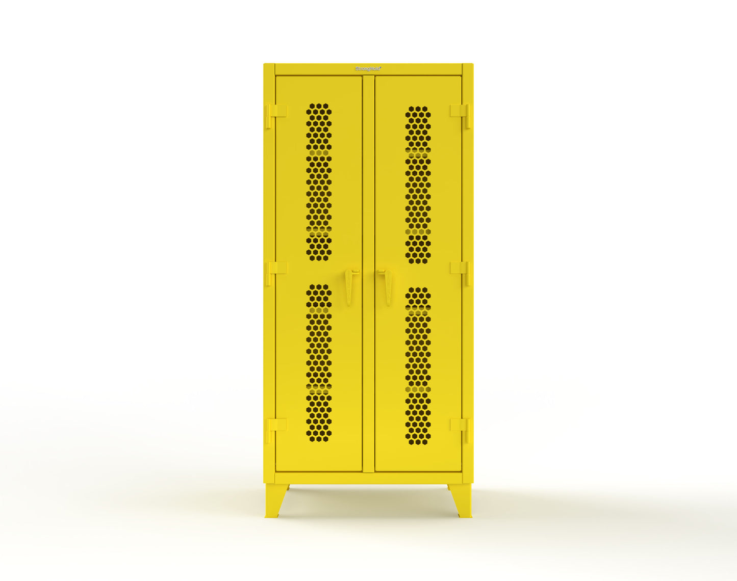 Extreme Duty 12 GA Ventilated (Hex) Double Shift Cabinet with 8 Shelves - 36 In. W x 24 In. D x 78 In. H - 36-DS-H-248-1021