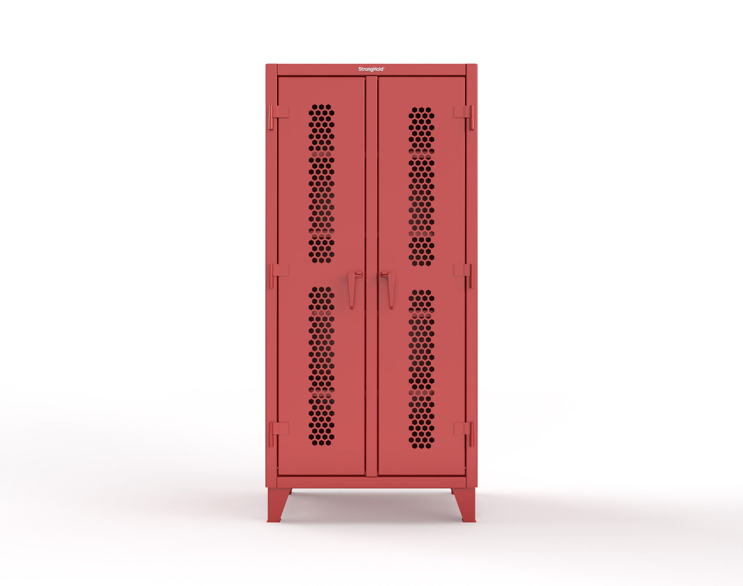 Extreme Duty 12 GA Ventilated (Hex) Double Shift Cabinet with 8 Shelves - 36 In. W x 24 In. D x 78 In. H - 36-DS-H-248-3001