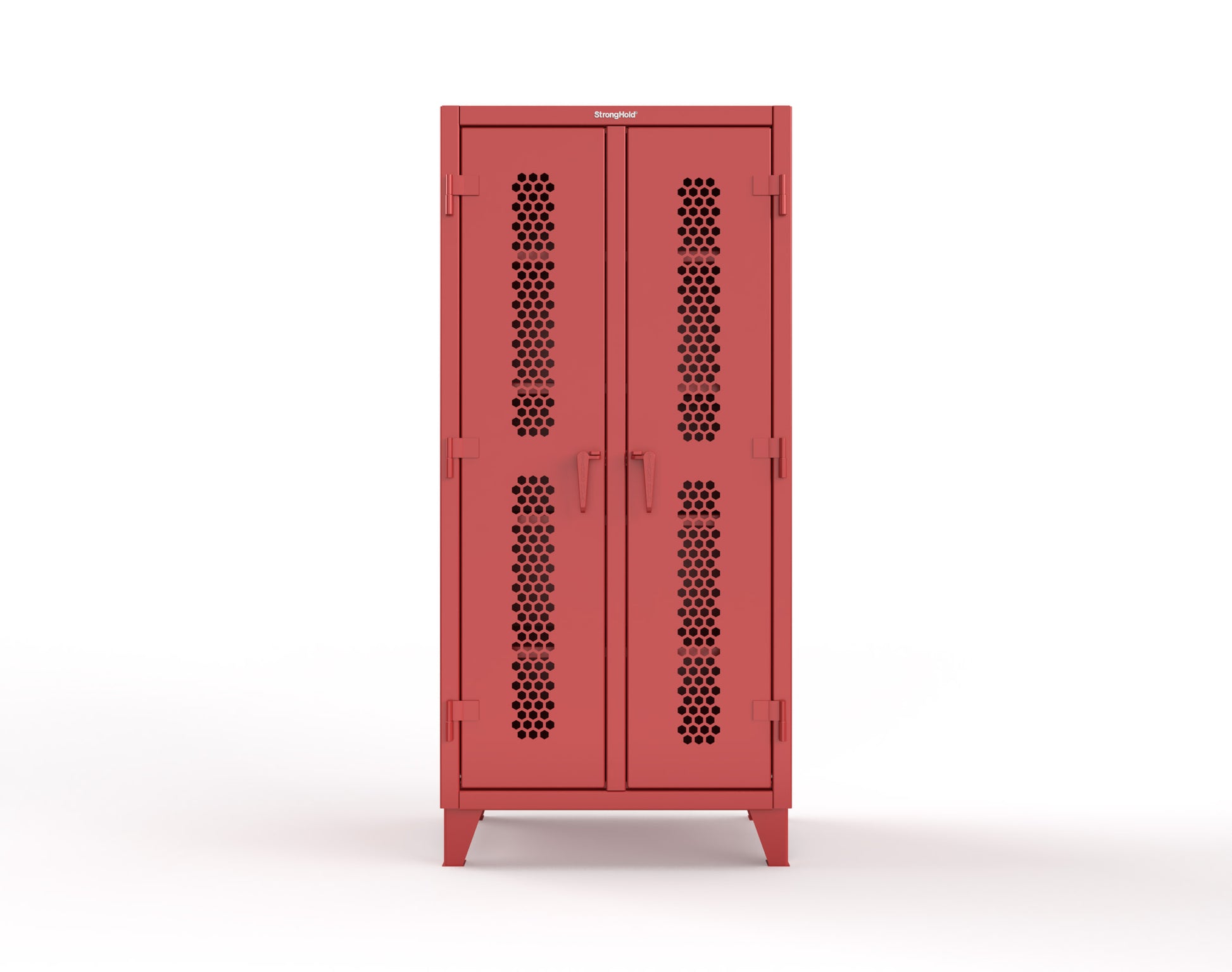 Extreme Duty 12 GA Ventilated (Hex) Double Shift Cabinet with 8 Shelves - 36 In. W x 24 In. D x 78 In. H - 36-DS-H-248-3001