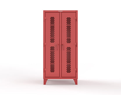 Extreme Duty 12 GA Ventilated (Hex) Double Shift Cabinet with 8 Shelves - 36 In. W x 24 In. D x 78 In. H - 36-DS-H-248-3001