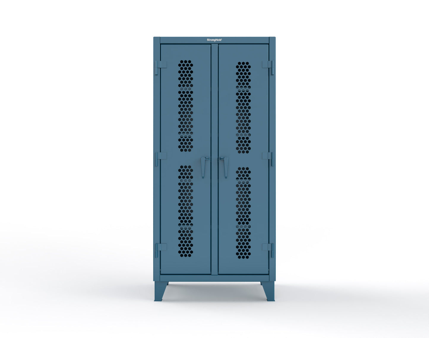 Extreme Duty 12 GA Ventilated (Hex) Double Shift Cabinet with 8 Shelves - 36 In. W x 24 In. D x 78 In. H - 36-DS-H-248-5001