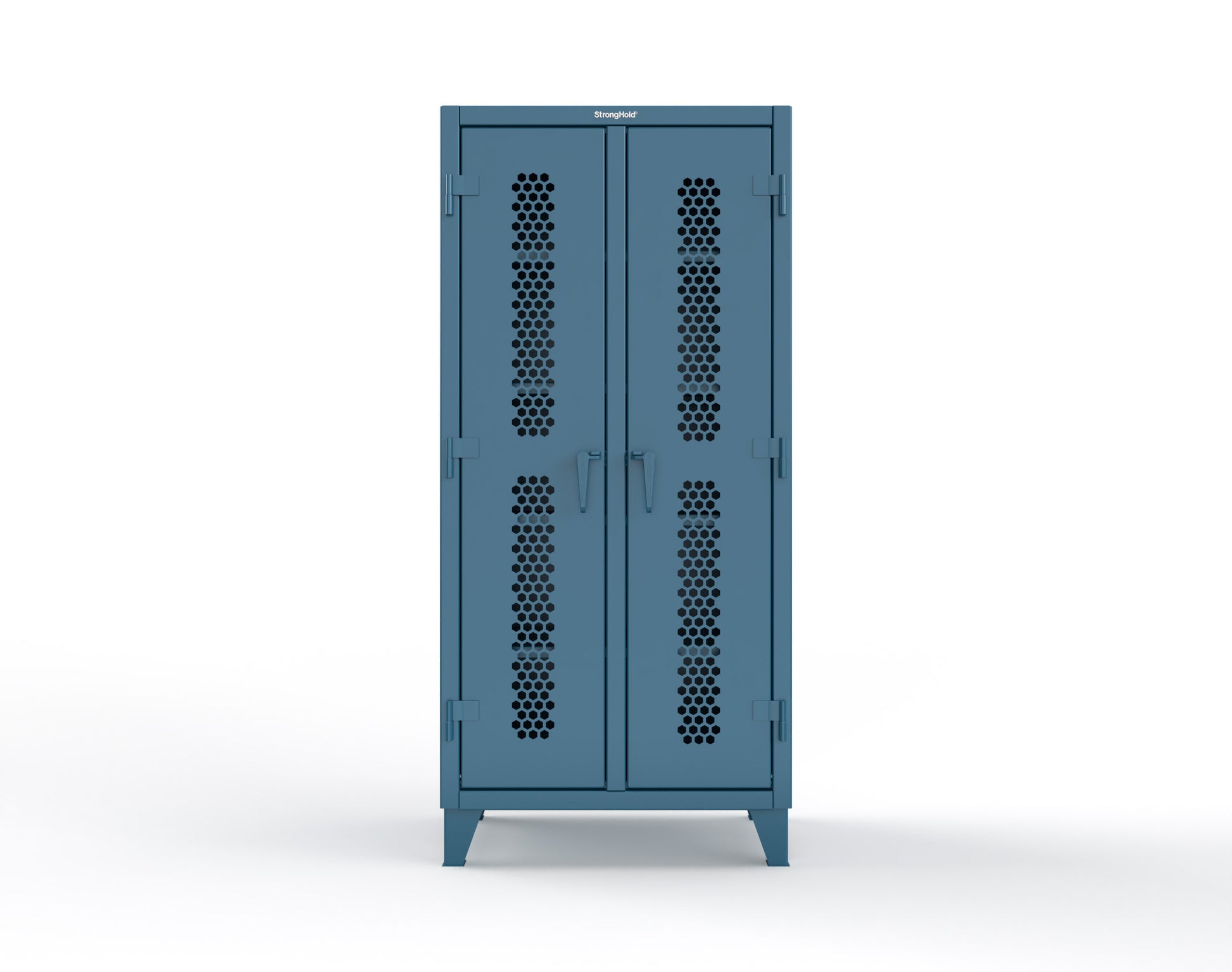 Extreme Duty 12 GA Ventilated (Hex) Double Shift Cabinet with 8 Shelves - 36 In. W x 24 In. D x 78 In. H - 36-DS-H-248-5001