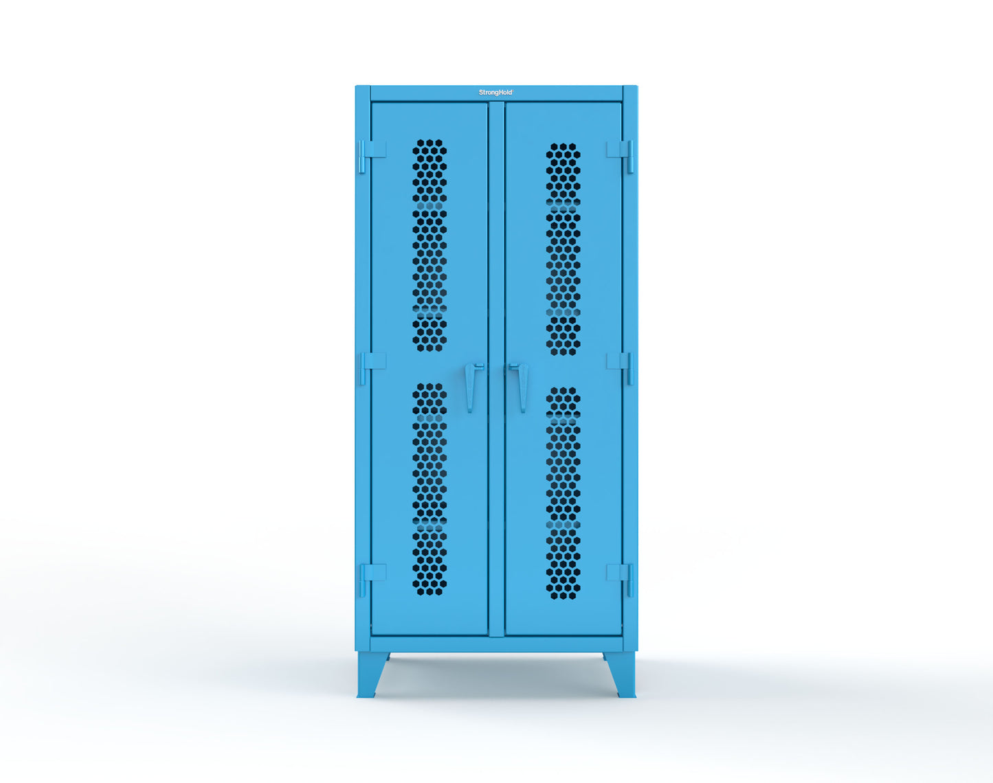 Extreme Duty 12 GA Ventilated (Hex) Double Shift Cabinet with 8 Shelves - 36 In. W x 24 In. D x 78 In. H - 36-DS-H-248-5012