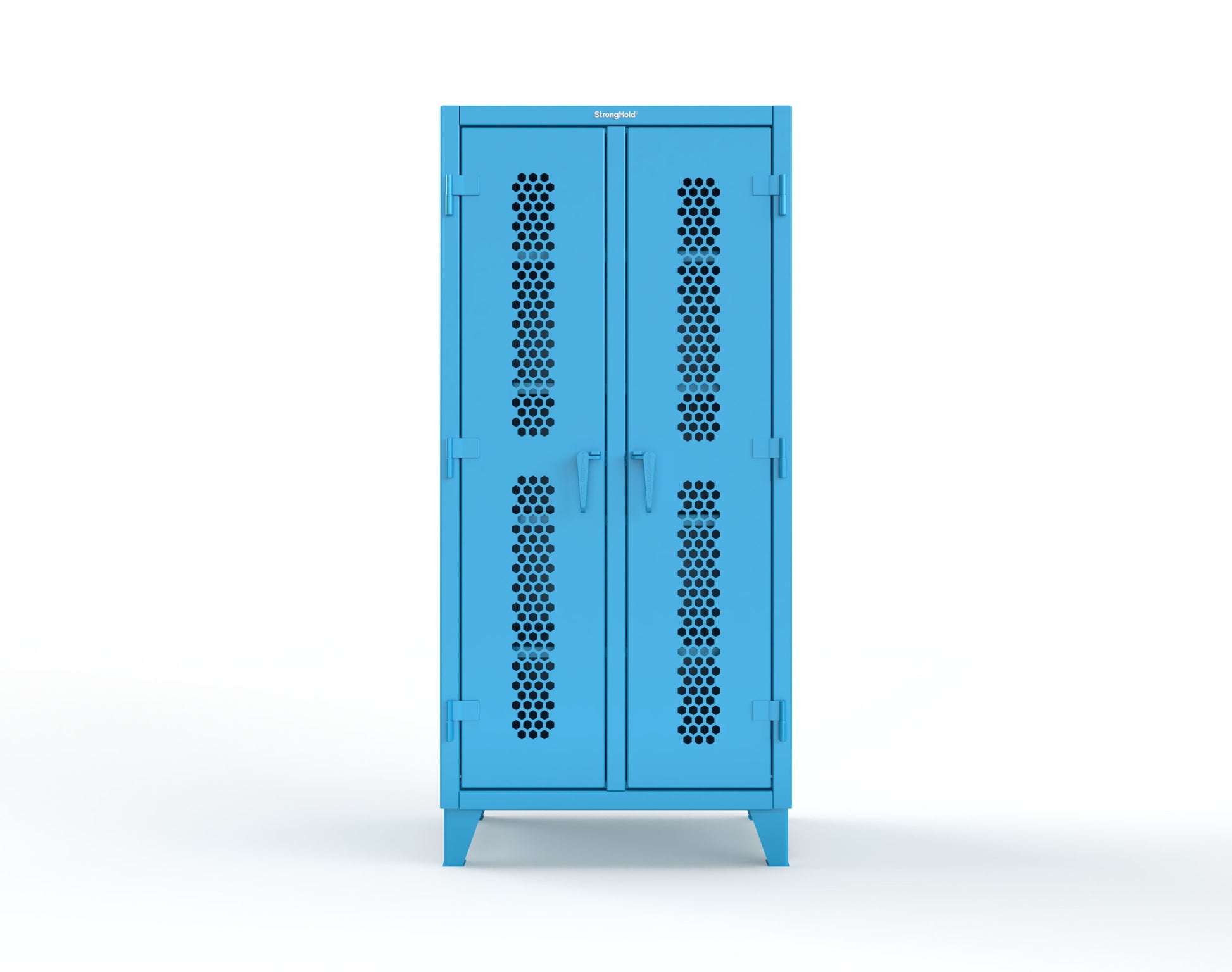 Extreme Duty 12 GA Ventilated (Hex) Double Shift Cabinet with 8 Shelves - 36 In. W x 24 In. D x 78 In. H - 36-DS-H-248-5012