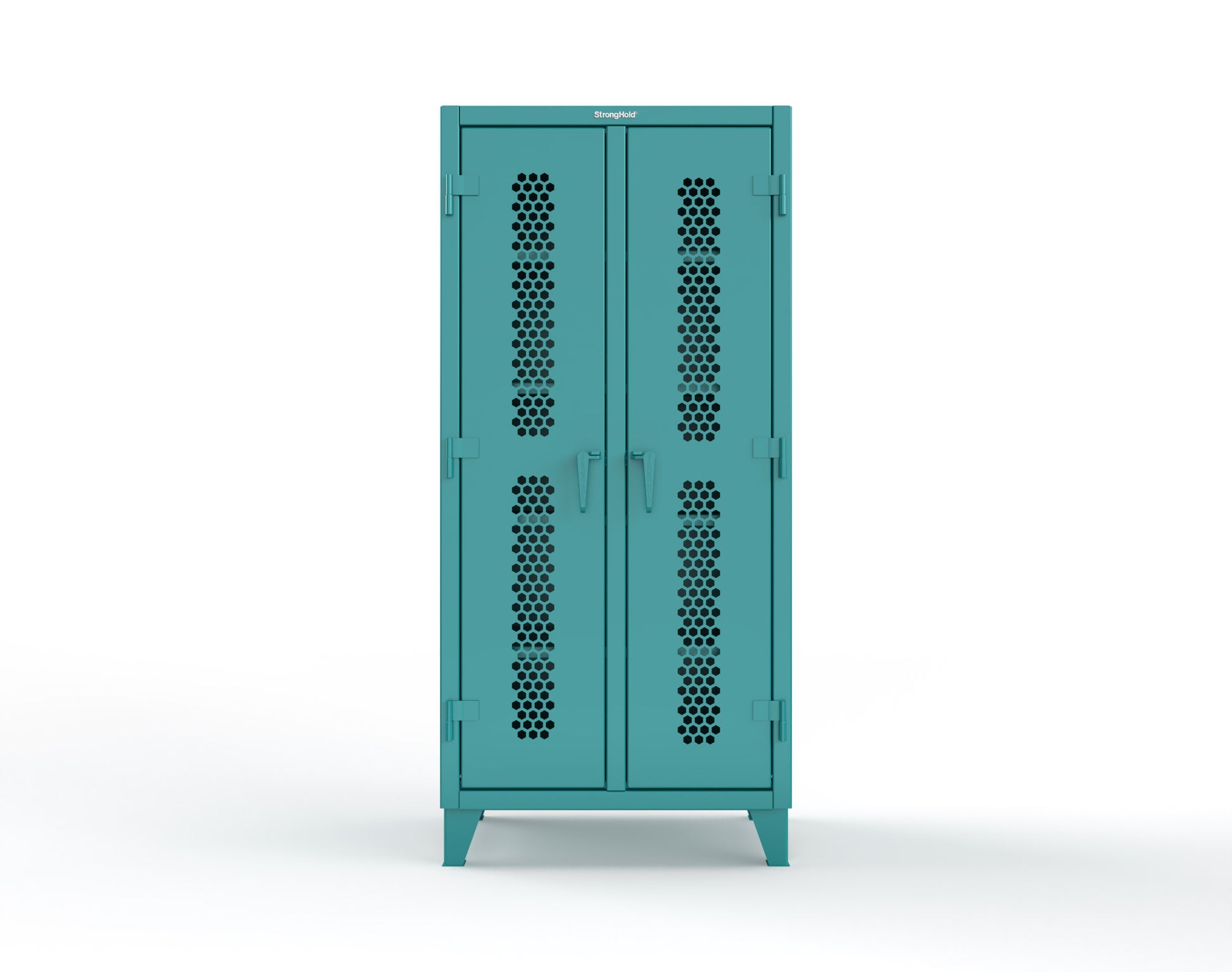 Extreme Duty 12 GA Ventilated (Hex) Double Shift Cabinet with 8 Shelves - 36 In. W x 24 In. D x 78 In. H - 36-DS-H-248-5021