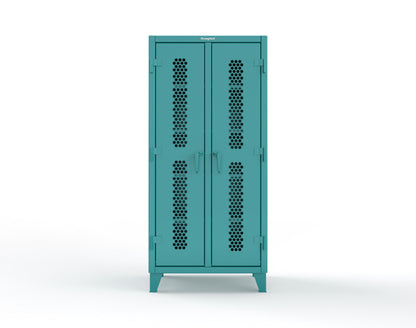 Extreme Duty 12 GA Ventilated (Hex) Double Shift Cabinet with 8 Shelves - 36 In. W x 24 In. D x 78 In. H - 36-DS-H-248-5021