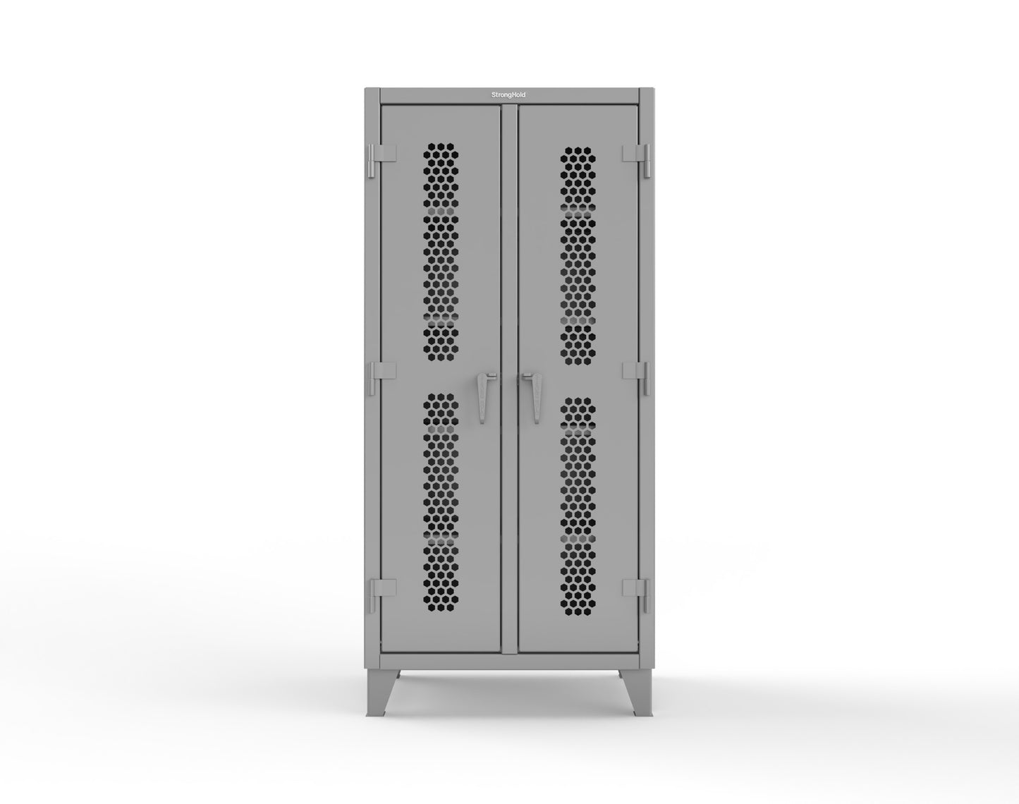 Extreme Duty 12 GA Ventilated (Hex) Double Shift Cabinet with 8 Shelves - 36 In. W x 24 In. D x 78 In. H - 36-DS-H-248-7037