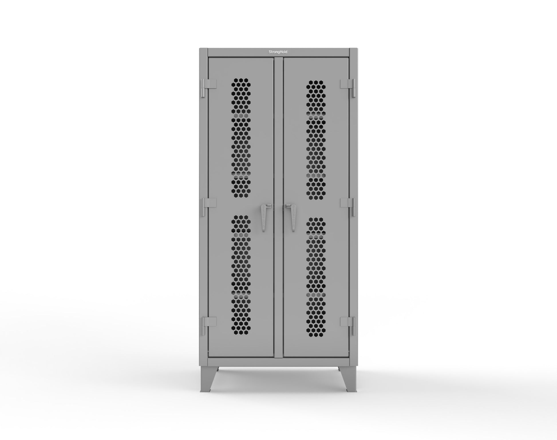 Extreme Duty 12 GA Ventilated (Hex) Double Shift Cabinet with 8 Shelves - 36 In. W x 24 In. D x 78 In. H - 36-DS-H-248-7037