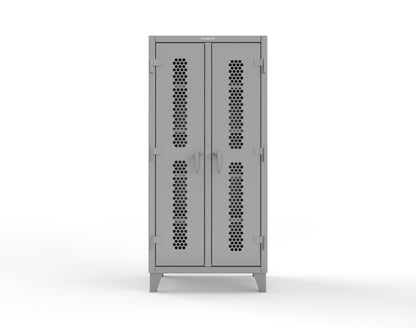 Extreme Duty 12 GA Ventilated (Hex) Double Shift Cabinet with 8 Shelves - 36 In. W x 24 In. D x 78 In. H - 36-DS-H-248-7037