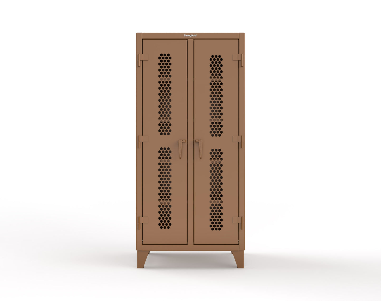 Extreme Duty 12 GA Ventilated (Hex) Double Shift Cabinet with 8 Shelves - 36 In. W x 24 In. D x 78 In. H - 36-DS-H-248-8008