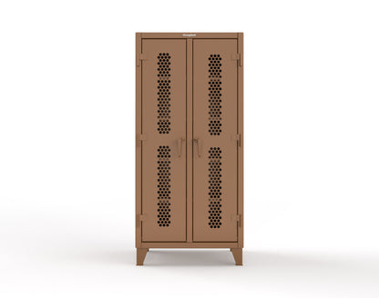 Extreme Duty 12 GA Ventilated (Hex) Double Shift Cabinet with 8 Shelves - 36 In. W x 24 In. D x 78 In. H - 36-DS-H-248-8008