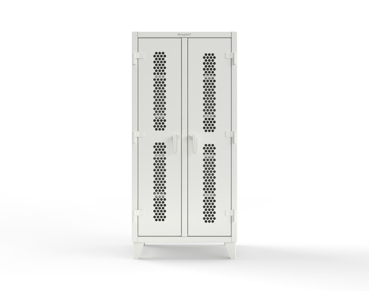 Extreme Duty 12 GA Ventilated (Hex) Double Shift Cabinet with 8 Shelves - 36 In. W x 24 In. D x 78 In. H - 36-DS-H-248-9003