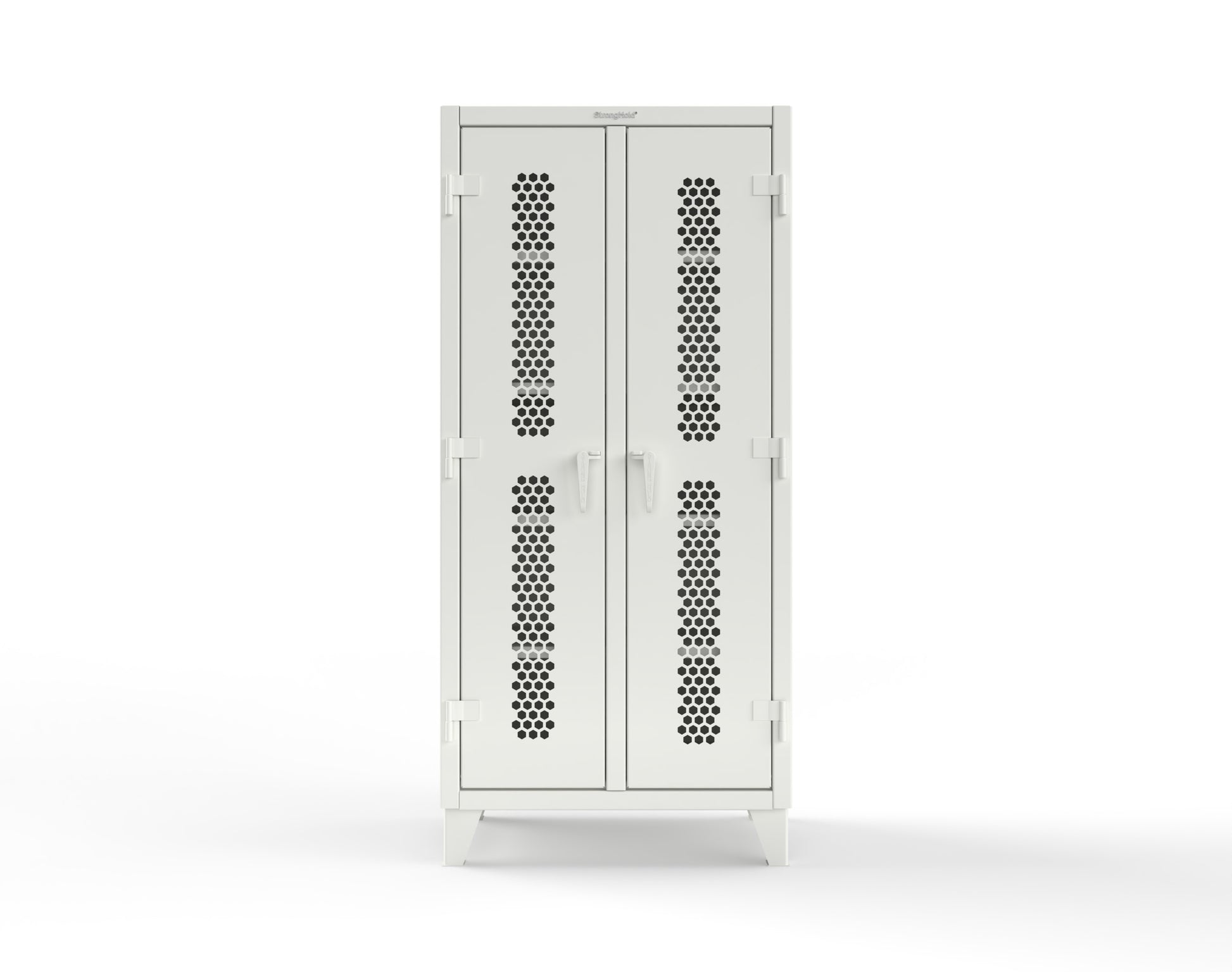 Extreme Duty 12 GA Ventilated (Hex) Double Shift Cabinet with 8 Shelves - 36 In. W x 24 In. D x 78 In. H - 36-DS-H-248-9003