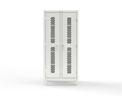Extreme Duty 12 GA Ventilated (Hex) Double Shift Cabinet with 8 Shelves - 36 In. W x 24 In. D x 78 In. H - 36-DS-H-248-9003