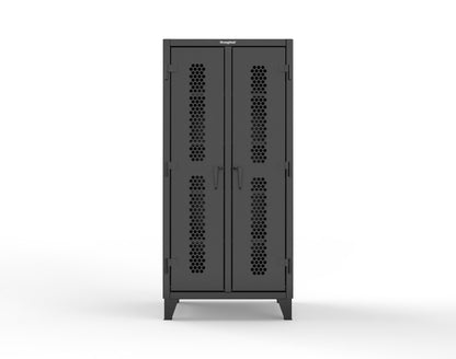 Extreme Duty 12 GA Ventilated (Hex) Double Shift Cabinet with 8 Shelves - 36 In. W x 24 In. D x 78 In. H - 36-DS-H-248-9005