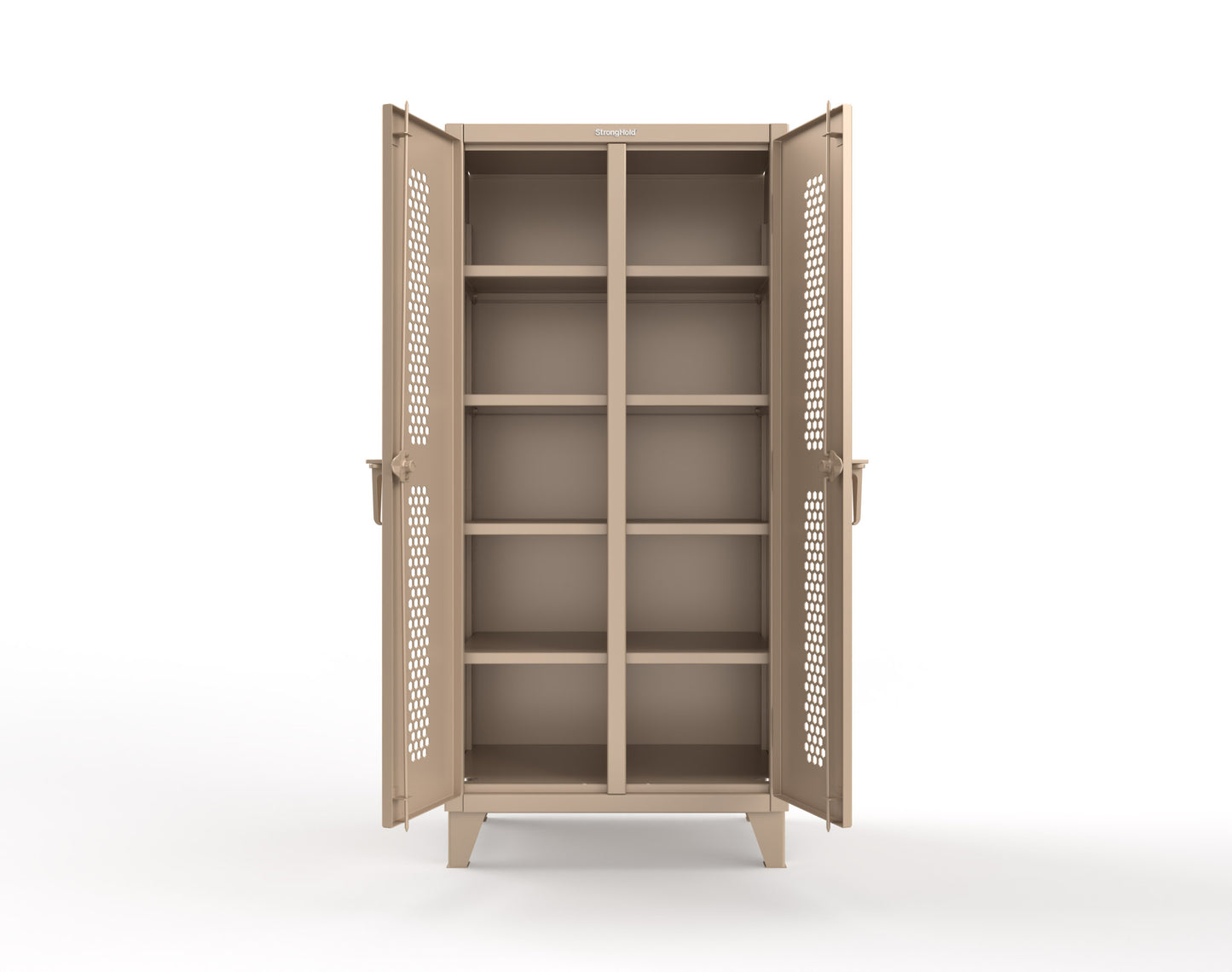 Extreme Duty 12 GA Ventilated (Hex) Double Shift Cabinet with 8 Shelves - 36 In. W x 24 In. D x 78 In. H - 36-DS-H-248-1019