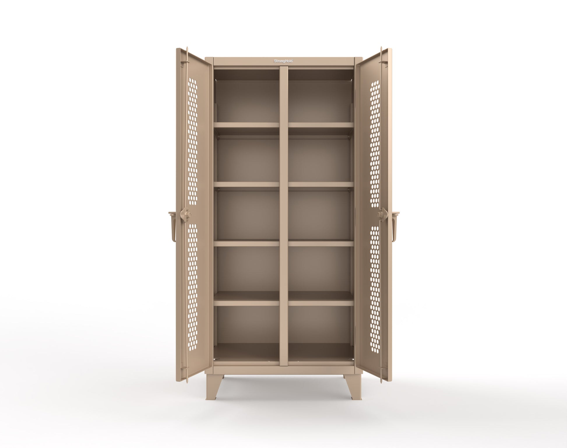 Extreme Duty 12 GA Ventilated (Hex) Double Shift Cabinet with 8 Shelves - 36 In. W x 24 In. D x 78 In. H - 36-DS-H-248-1019