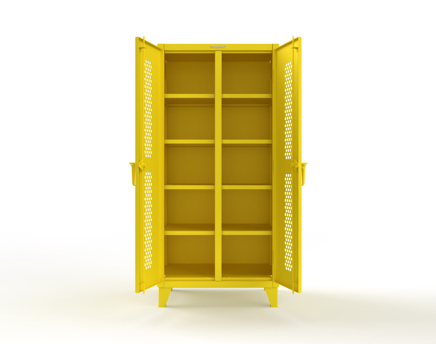 Extreme Duty 12 GA Ventilated (Hex) Double Shift Cabinet with 8 Shelves - 36 In. W x 24 In. D x 78 In. H - 36-DS-H-248-1021