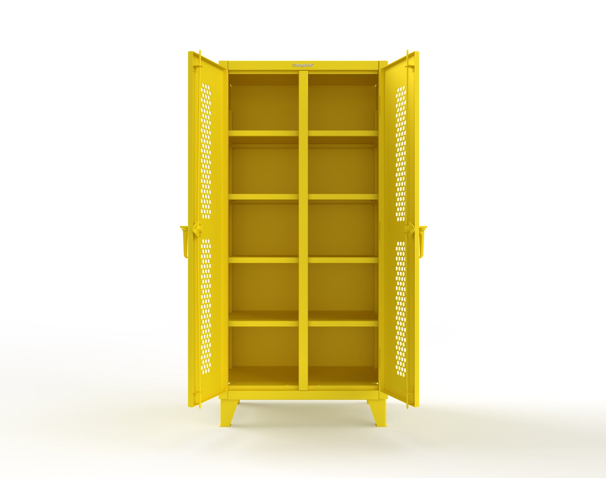 Extreme Duty 12 GA Ventilated (Hex) Double Shift Cabinet with 8 Shelves - 36 In. W x 24 In. D x 78 In. H - 36-DS-H-248-1021