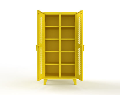 Extreme Duty 12 GA Ventilated (Hex) Double Shift Cabinet with 8 Shelves - 36 In. W x 24 In. D x 78 In. H - 36-DS-H-248-1021
