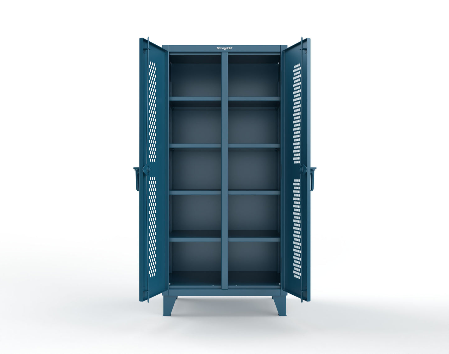 Extreme Duty 12 GA Ventilated (Hex) Double Shift Cabinet with 8 Shelves - 36 In. W x 24 In. D x 78 In. H - 36-DS-H-248-5001