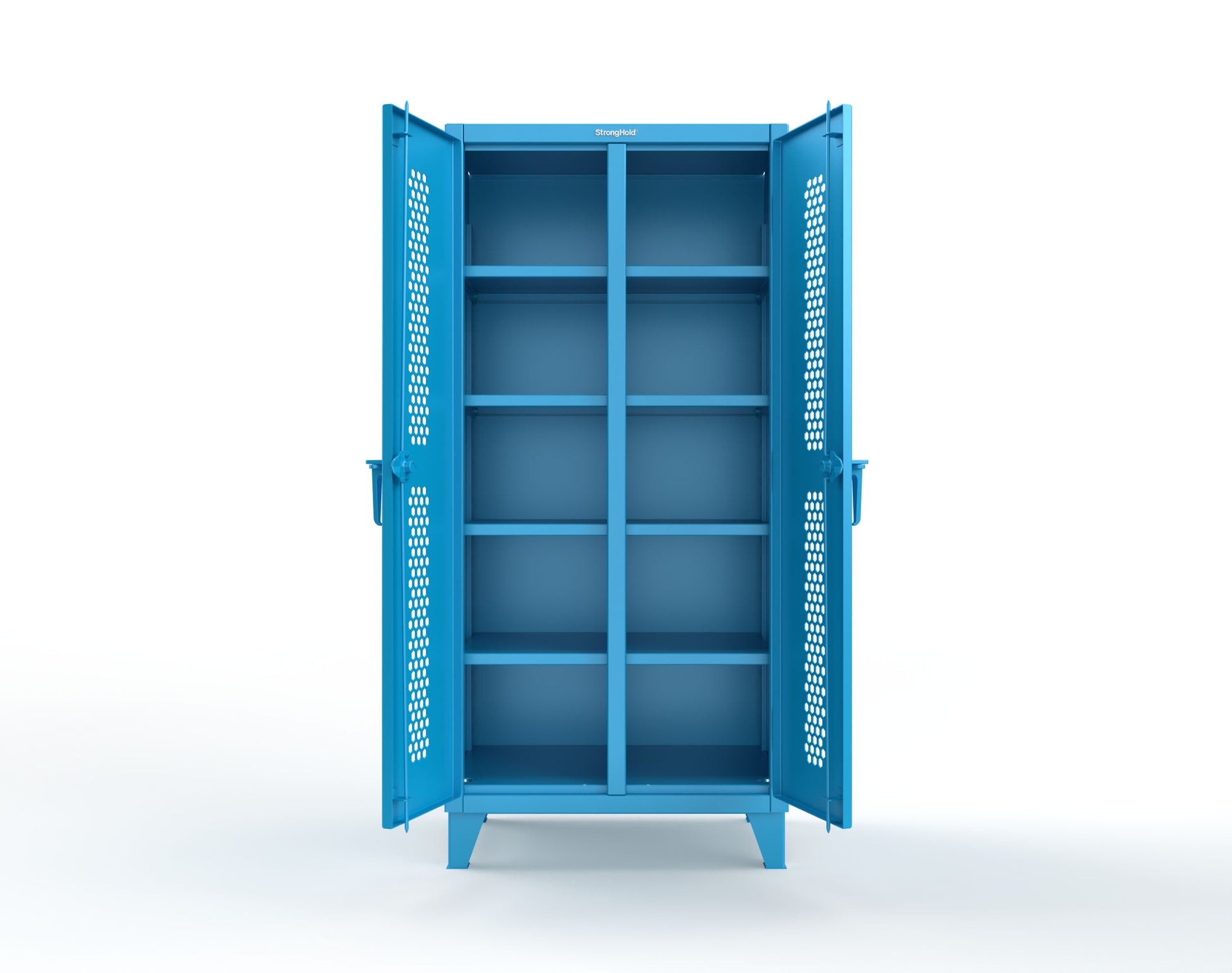 Extreme Duty 12 GA Ventilated (Hex) Double Shift Cabinet with 8 Shelves - 36 In. W x 24 In. D x 78 In. H - 36-DS-H-248-5012