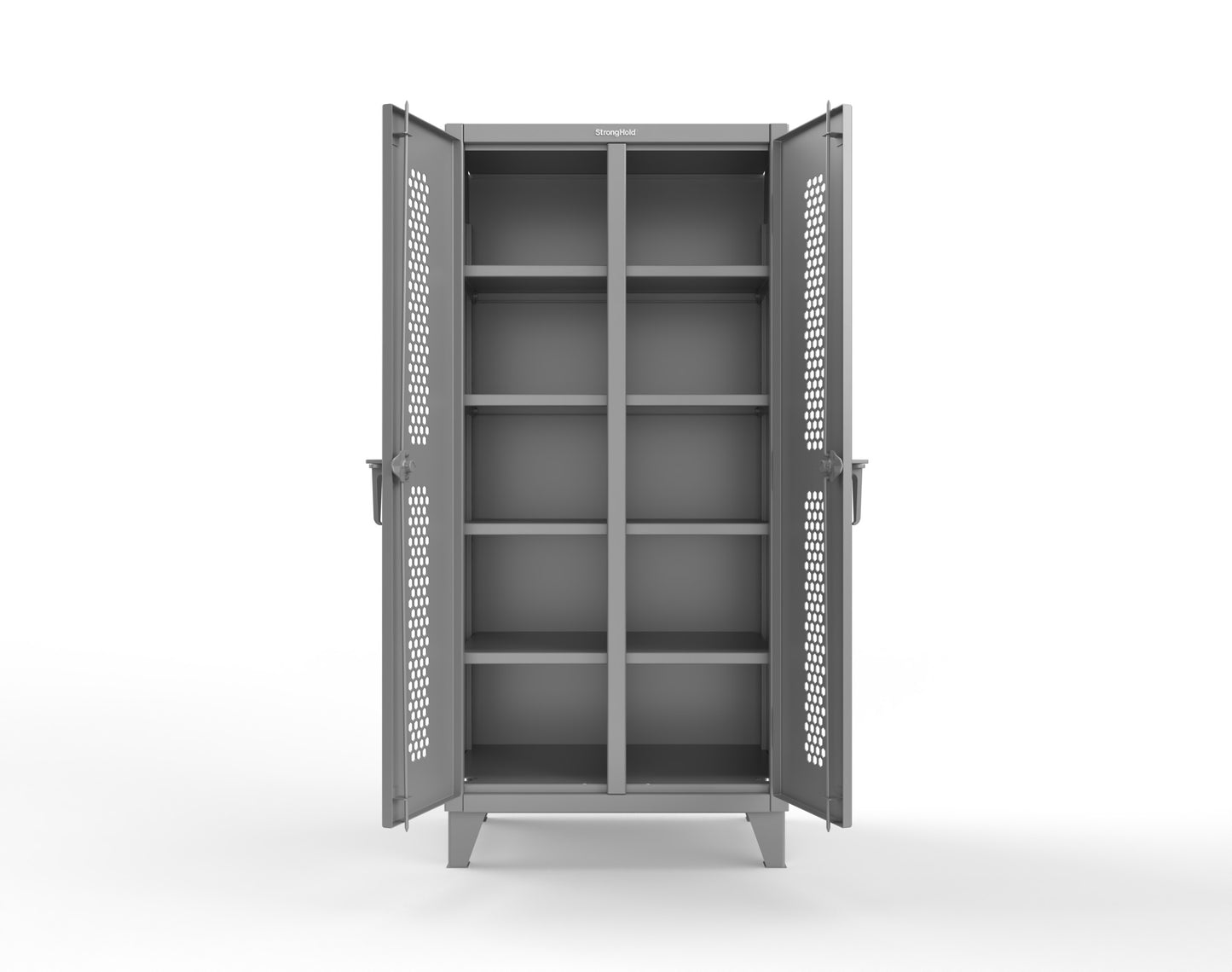 Extreme Duty 12 GA Ventilated (Hex) Double Shift Cabinet with 8 Shelves - 36 In. W x 24 In. D x 78 In. H - 36-DS-H-248-7037