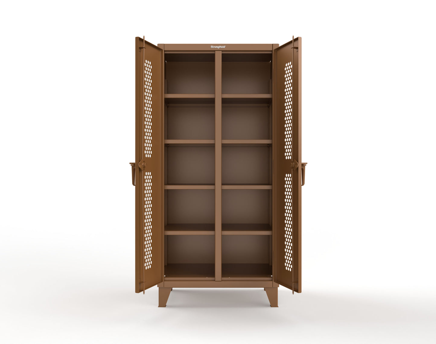 Extreme Duty 12 GA Ventilated (Hex) Double Shift Cabinet with 8 Shelves - 36 In. W x 24 In. D x 78 In. H - 36-DS-H-248-8008