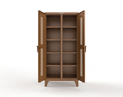 Extreme Duty 12 GA Ventilated (Hex) Double Shift Cabinet with 8 Shelves - 36 In. W x 24 In. D x 78 In. H - 36-DS-H-248-8008