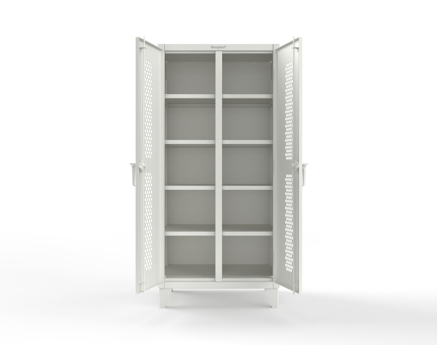 Extreme Duty 12 GA Ventilated (Hex) Double Shift Cabinet with 8 Shelves - 36 In. W x 24 In. D x 78 In. H - 36-DS-H-248-9003