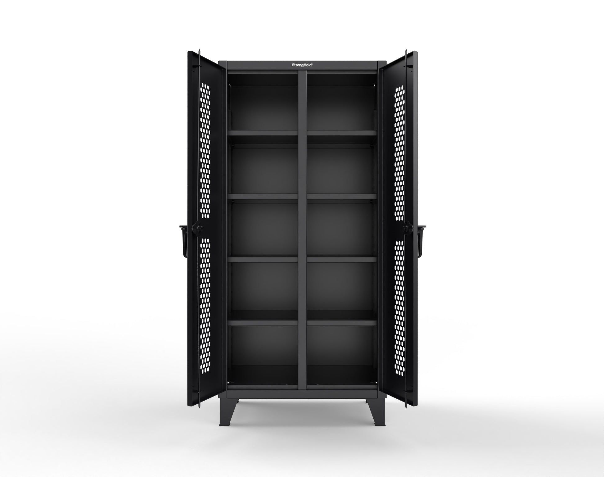 Extreme Duty 12 GA Ventilated (Hex) Double Shift Cabinet with 8 Shelves - 36 In. W x 24 In. D x 78 In. H - 36-DS-H-248-9005